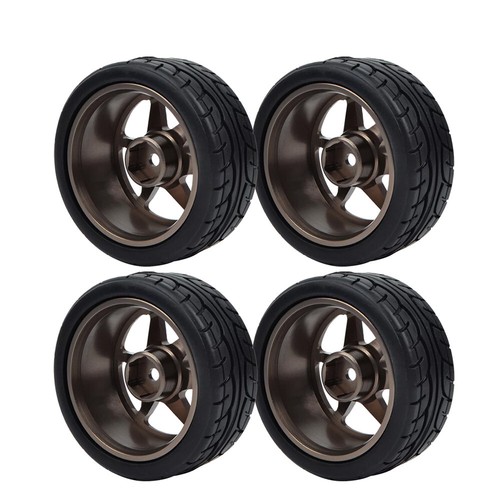 4Pcs Tires w/ Aluminum Wheels Rim Hex 12mm for 1:10 RC On Road Drift Racing Car - Picture 6 of 14