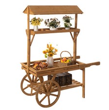 NUEVO Carro de mesa rodante de madera de 3 niveles con 2 ruedas para soporte de comida o puesto de té