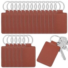 10 Pcs Leather Car Keychain Rectangular Leather Key Fob Universal Key Chain