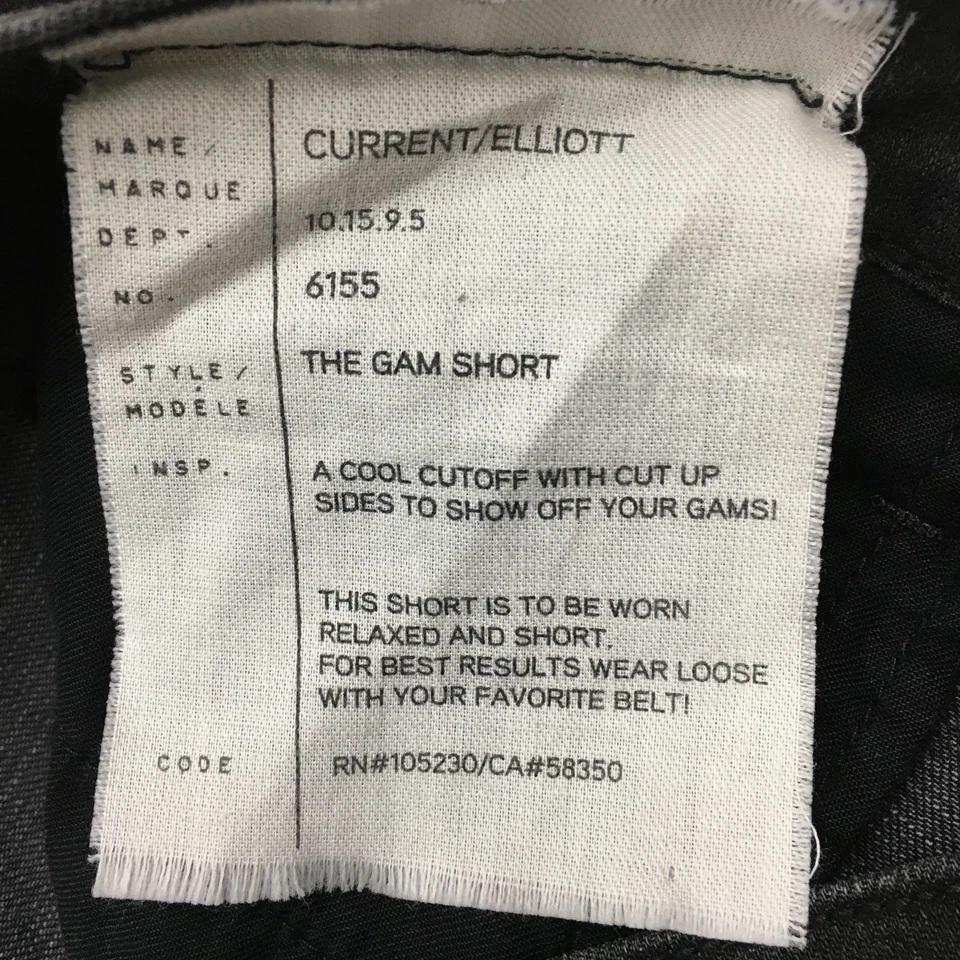 Pantalones cortos de mezclilla CURRENT ELLIOTT para mujer talla 30 Townhouse negros THE GAM borde crudo Foto 3 de 4