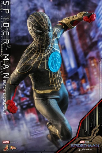 Traje Hot Toys Mms604 1/6 Spider-Man: No Way Home Spider-Man versión negro y dorado