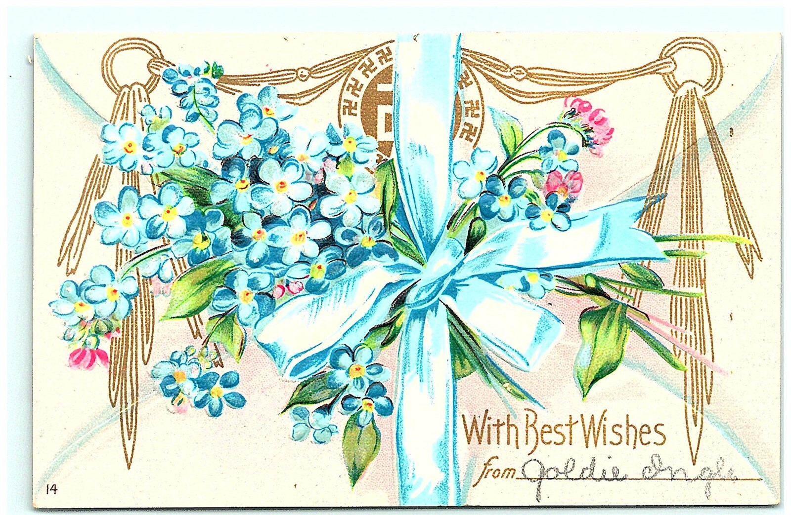 S04-5350, With Best Wishes, *C1910 * Postcard With Swastika Sign