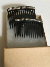 Rhinestone Hair Combs Black Set of 2