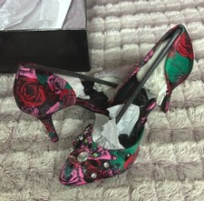 Betseyville Betsey Johnson Tahini Pump Heels Shoes Rose Rhinestone Size 6