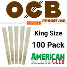 OCB Virgin King Size Unbleached Cones ~ 100 Pack ~ Crush Prof Box