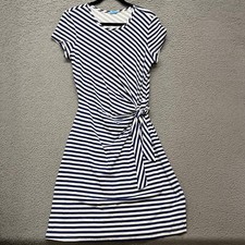 J McLaughlin Dress Womens L Blue Striped Catalina Cloth Nautical Yacht Club