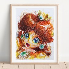 Daisy Ballpoint Pen Print, Super Mario Art Po...