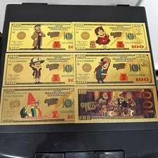 24k Gold Foil Plated Gravity Falls Banknote Set Disney Collectible