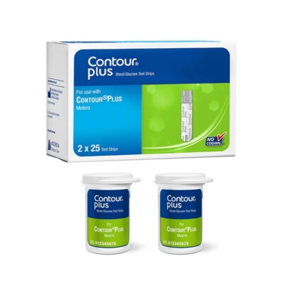 Contour Plus Blutzuckerstreifen Packung mit 50 Teststreifen Kostenloser Versa...