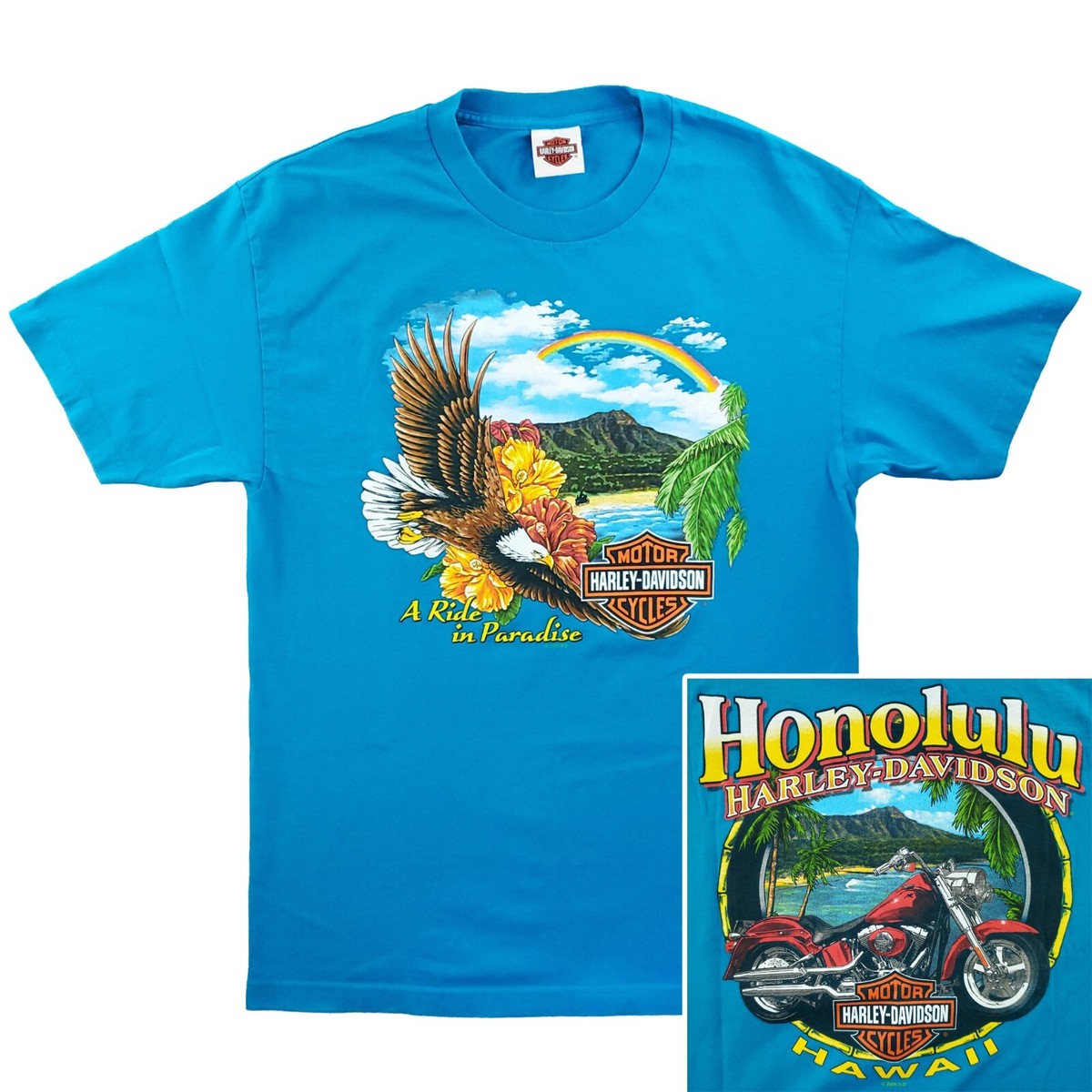 Harley Davidson Honolulu Hawaii T-Shirt Ride in Paradise 2000s