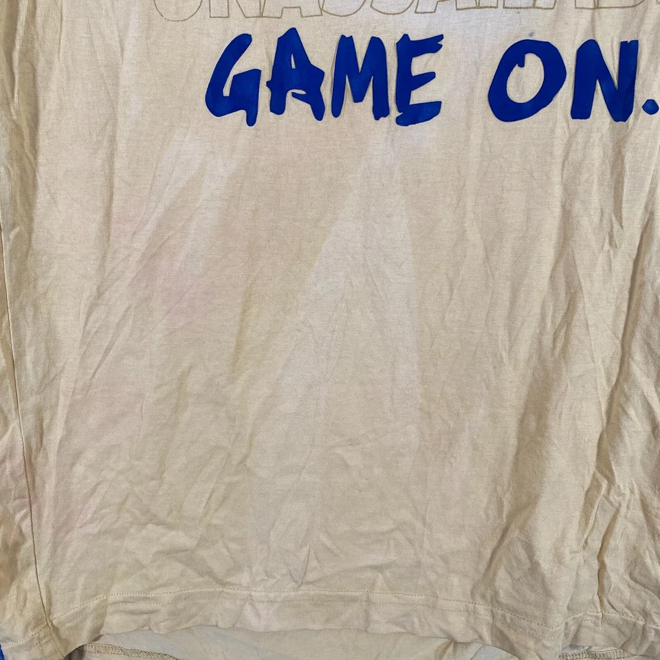 Vintage Kappa Shirt Mens Large Yellow Blue Spell Out Tee Game On Y2K 2000s Adult - image 4 of 4