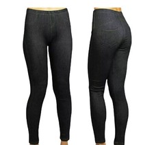 Ladies Womens Stretchy Jeggings Leggings Denim Look Skinny Plus Size 8-24 UK New
