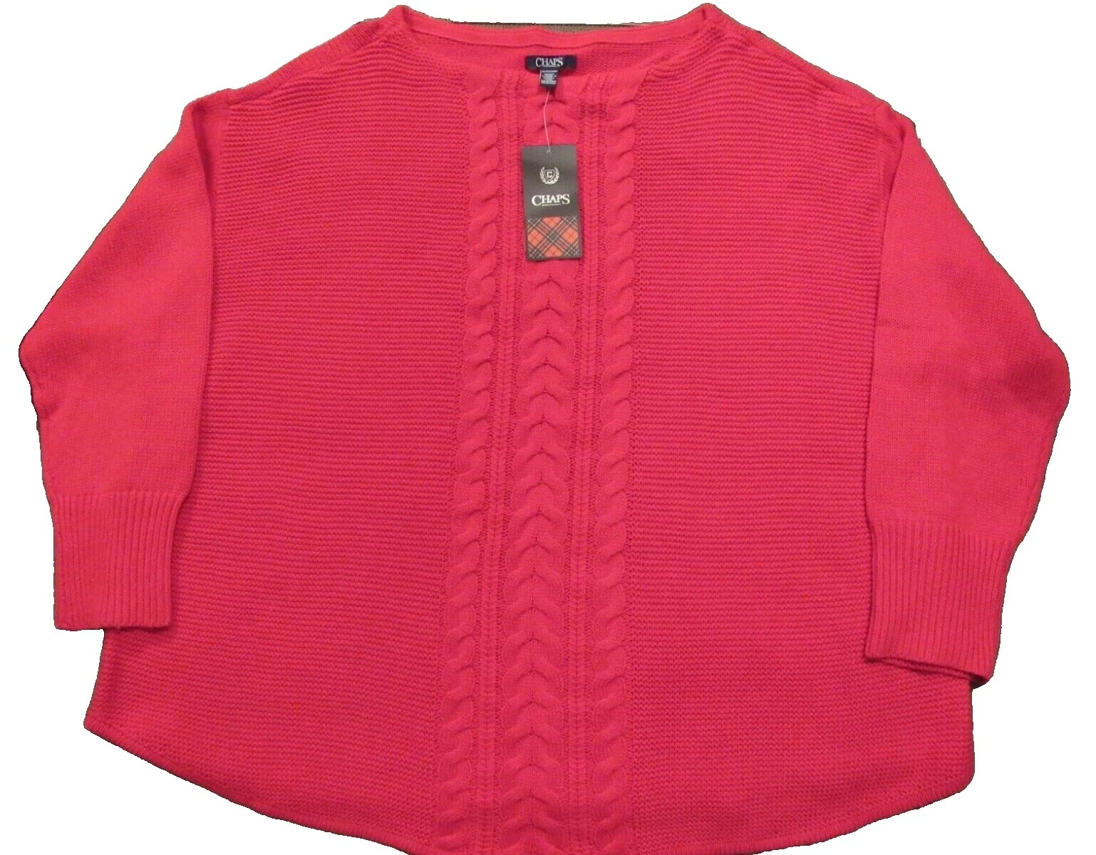 Chaps 棉纯色带图案毛衣