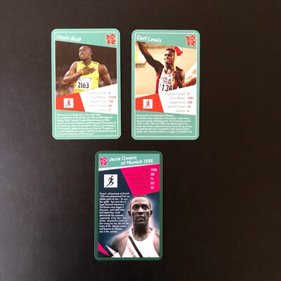 2012 Top Trumps Olympics Usain Bolt Car Lewis Jesse Owens Athletics