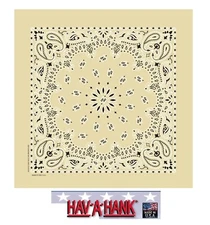 12-USA MADE Hav-A-Hank TAN BEIGE Paisley BANDANA Face Mask Neck Scarf Head Wrap