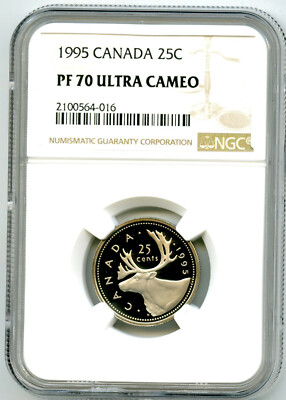 1995 CANADA 25 CENT NGC PF70 UCAM PROOF ISSUE QUARTER RARE TOP POP