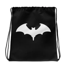 White Vampire Bat Goth Style Halloween Drawstring Cinch Bag