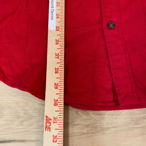 Lands End Flannel Shirt Mens Medium Red Chamois Button Down Long Sleeve Cotton - Picture 6 of 9