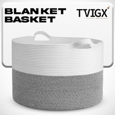 Blanket Basket 22" x 14"-Laundry Basket for Household and Kids Toys Basket-Grey