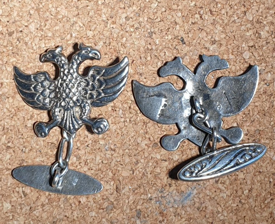 SILVER CUFFLINKS Double Headed Eagle Chain Link 1… - image 5