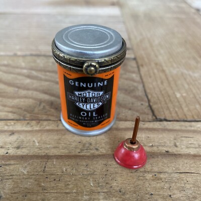 Vtg 2000 Harley Davidson Can Of Motor Oil Porcelain Hinged Trinket