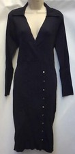 Next Black Dress Size XL (20-22 )  Wrap Front Button Knitted Collared Fitted New