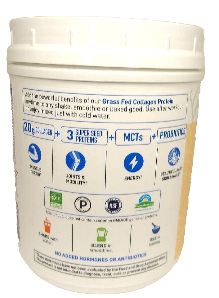 Proteína de colágeno alimentada con pasto Garden of Life, vainilla, 19,75 oz Foto 2 de 4