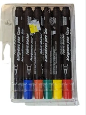 Marvy Uchida PERMANENT FABRIC MARKER BOLD TIP - BRIGHT SET OF 6