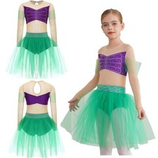 Kids Girls Leotard Special Occasion Dress Up Stage Ball Gown Modern Dresses