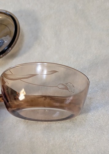 ⭐VTG Visions by Corning Ware AMBER CALLA LILY FLORAL Sauce Pan/Pot + Lid RARE - Picture 6 of 13