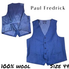 Paul Fredrick Suirt Vest Mens Size 44 Navy Blue Button 100 Wool Classic Lined