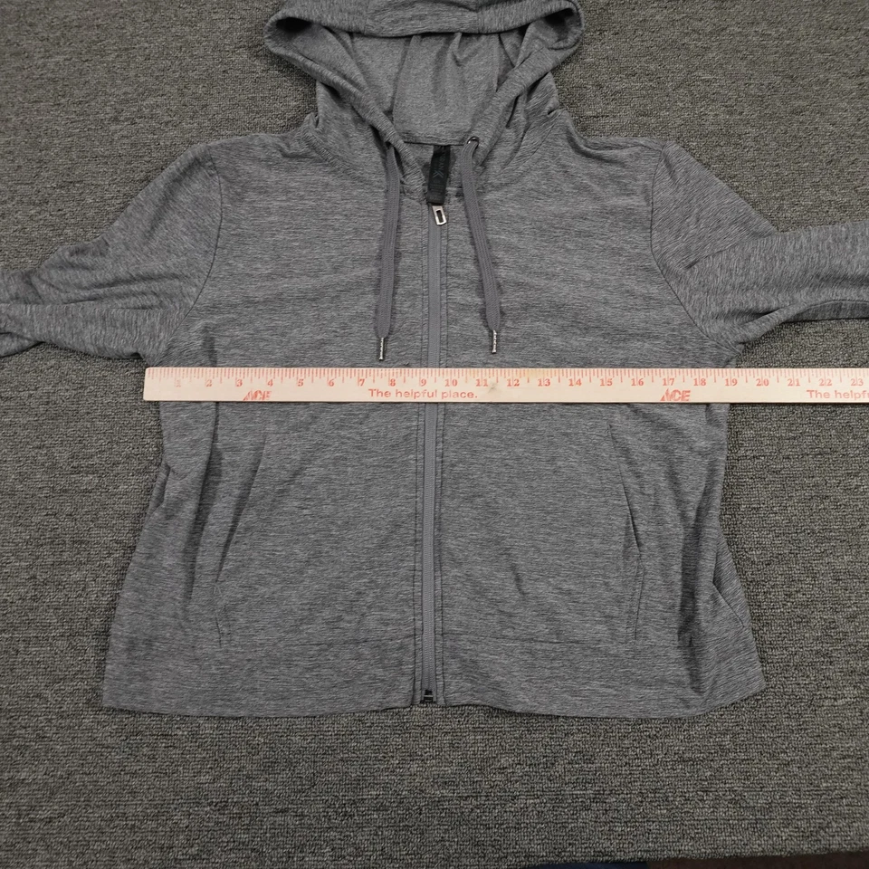 Sudadera con Capucha Kyodan Para Mujer Gris Mediana Cremallera Completa Atlética Agujeros para Pulgar Bolsillos Capas Foto 4 de 4