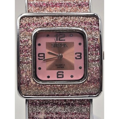 Strada Pink Glitter Square Quartz Watch