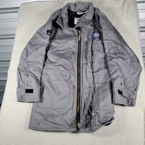 Crude FR Work Jacket Mens XL Grey Flame Resistant Westex Quilted Utility Coat - product listing photo