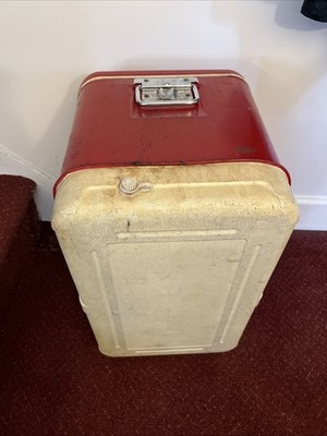 Vintage 1970s Retro Red Thermos Brand Metal Ice Chest Cooler