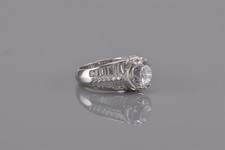 PAJ Sterling Silver Cubic Zirconia Solitaire Taper Baguette Band Ring 925 Sz: 7