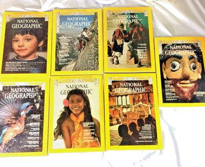 7 issues of vintage National Geographic Magazine 1974