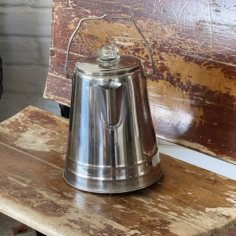 Olla percoladora de café de 14 tazas de acero inoxidable GSI Glacier con colgador equipo de camping Foto 3 de 4