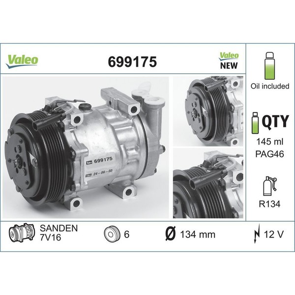 Valeo 699175 Kompressor Klimaanlage FüR Alfa Romeo Fiat Lancia-image