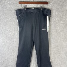 Adidas Track Pants Mens Small Black Side Stripe Zip Pockets Ribbed Athletic