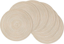 15 inch Round Braided Placemats Set of 6 Cotton Polyester Place Mats Non Slip He