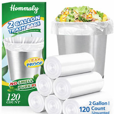 2 Gallon Clear Trash Bags 120 Count Strong Unscented Bathroom Bin Liners