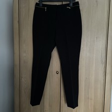 Ladies BHS Black Full Length Straight Trousers Size 14 with Zip Details