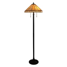 Floor Lamp Tiffany Style Stained Glass with Mission Design Shade