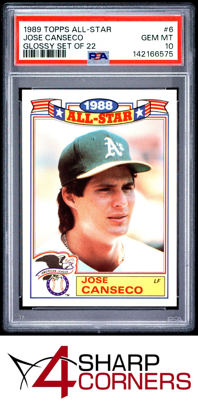 1989 TOPPS ALL-STAR GLOSSY SET OF 22 #6 JOSE CANSECO PSA 10