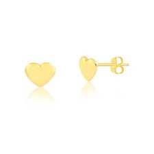 14k Solid Yellow Gold 5mm Heart Stud Earrings Butterfly Backs