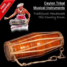 36" L Asian Vintage Traditional Folk Drum Musical Instrument Handmade Cultural