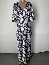 Sachin & Babi Maxi Dress Alabaster Begonia Blue Size 8 Mae Gown Floral V Neck