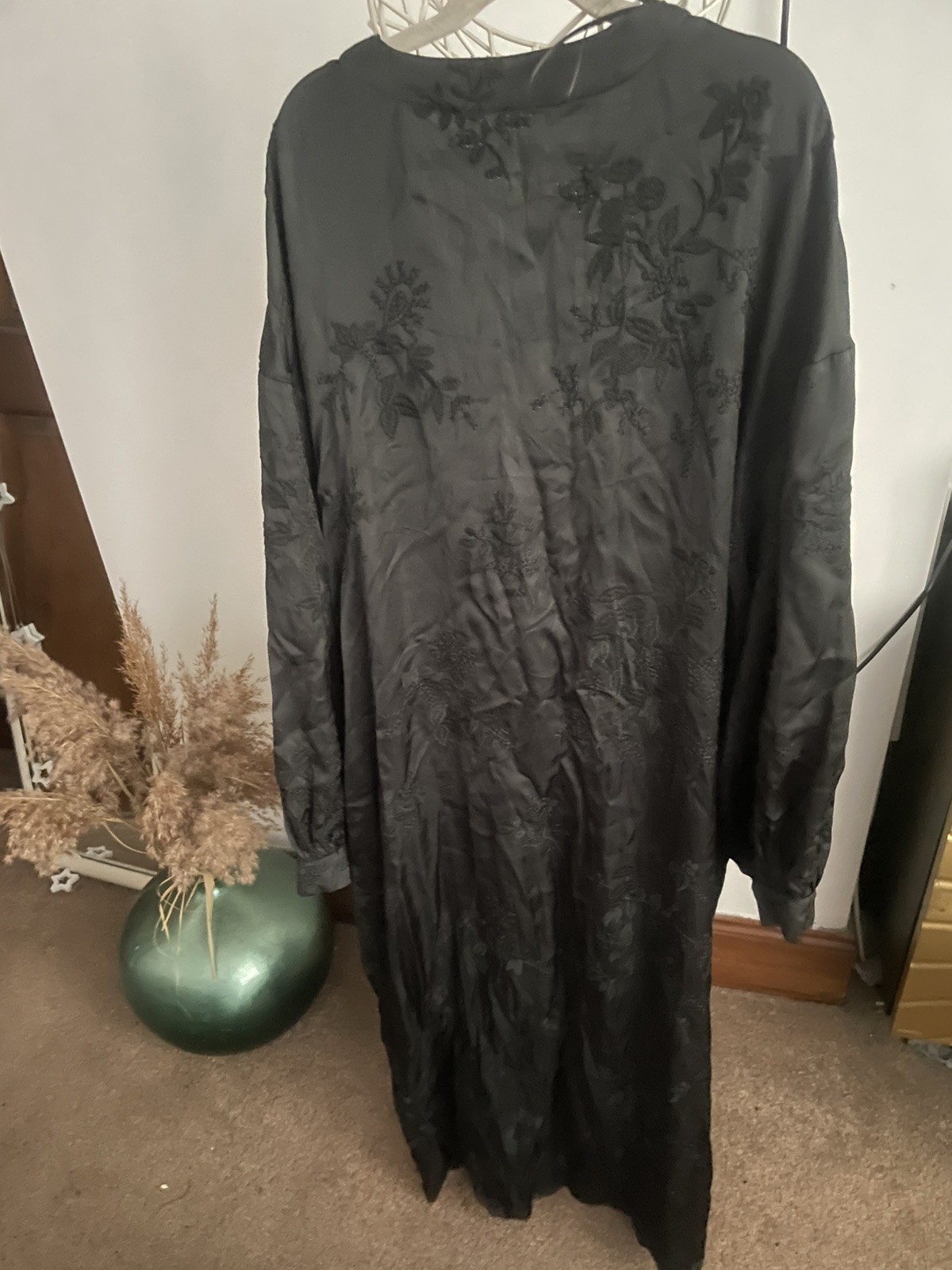 Zara Dark Green Co ord Set Embroidered Kimono S High Waist Trousers M RRP £149.9 image 8
