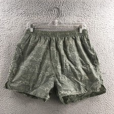 Laguna Swim Short Mens L Green Floral Print Nylon High Rise Drawstring Pockets
